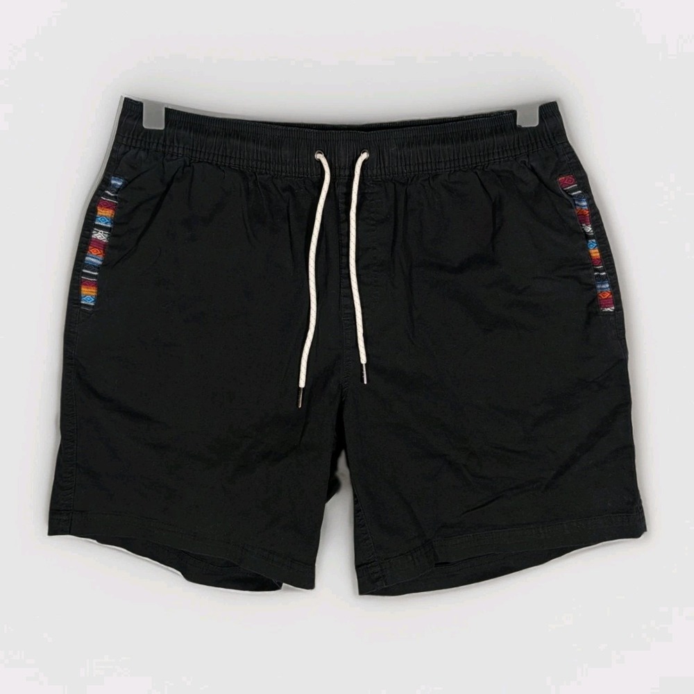 Wowie Casual Shorts Men's Large Black Aztec Tribal Trim Beach 7" Slim